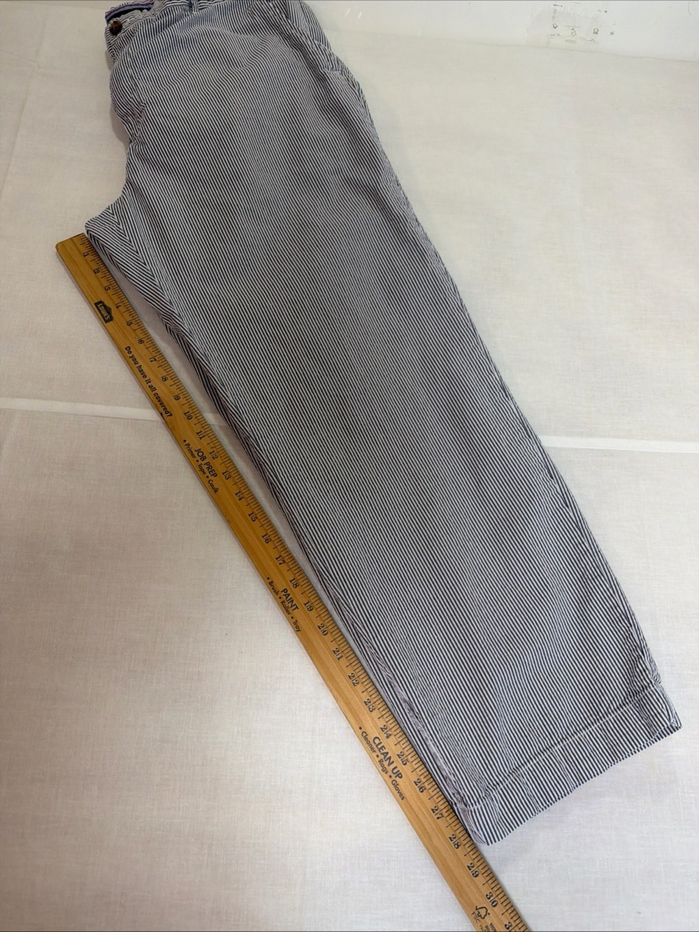 IZOD Men’s Blue White Striped Seersucker Pants Straight Leg Flat Front - Picture 9 of 10